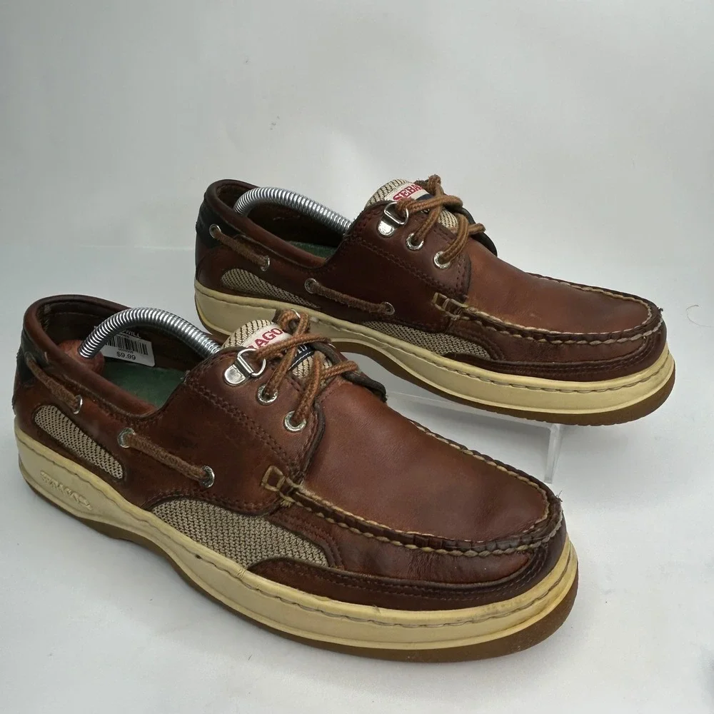 Sebago Docksides Mens 9 Brown Leather Mesh Boat Shoes Deck 393 7056 Clovehitch